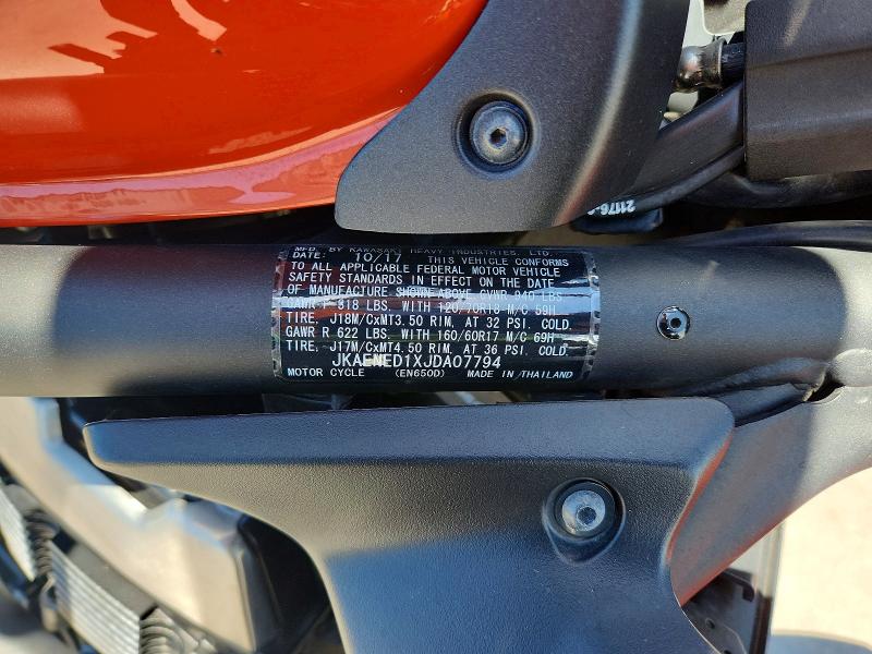 2018 Kawasaki En650 მანქანა იყიდება აუქციონზე, vin: JKAENED1XJDA07794, აუქციონის ნომერი: 49968236