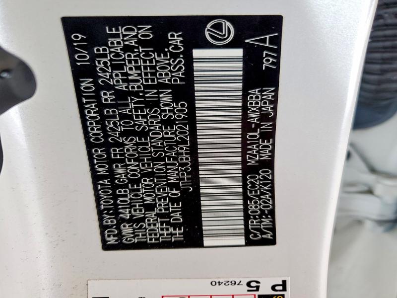 50521126 :رقم المزاد ، JTHP3JBH9L2021905 vin ، 2020 Lexus Ux مزاد بيع