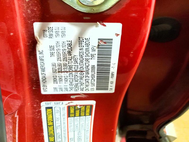 51424686 :رقم المزاد ، 5J8TC2H50KL006884 vin ، 2019 Acura Rdx مزاد بيع
