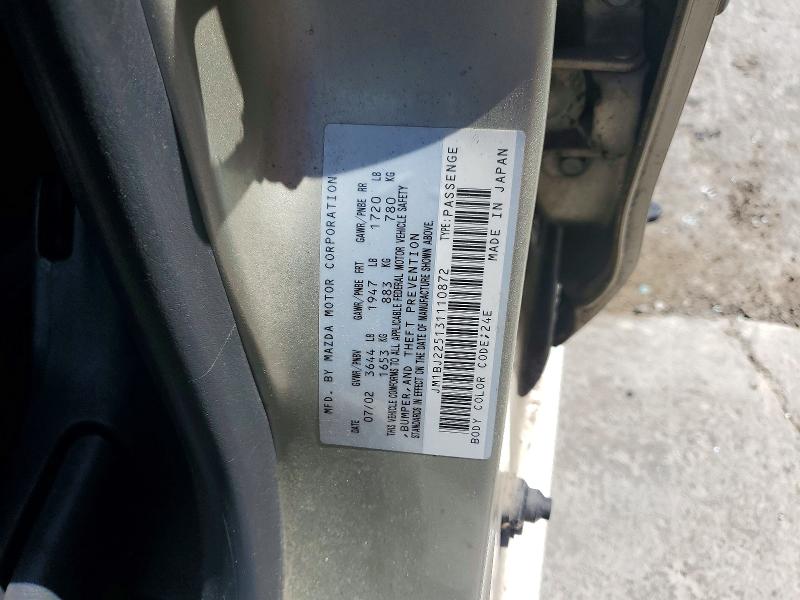 Продаж на аукціоні авто 2003 Mazda Protege, vin: JM1BJ225131110872, номер лоту: 50760376