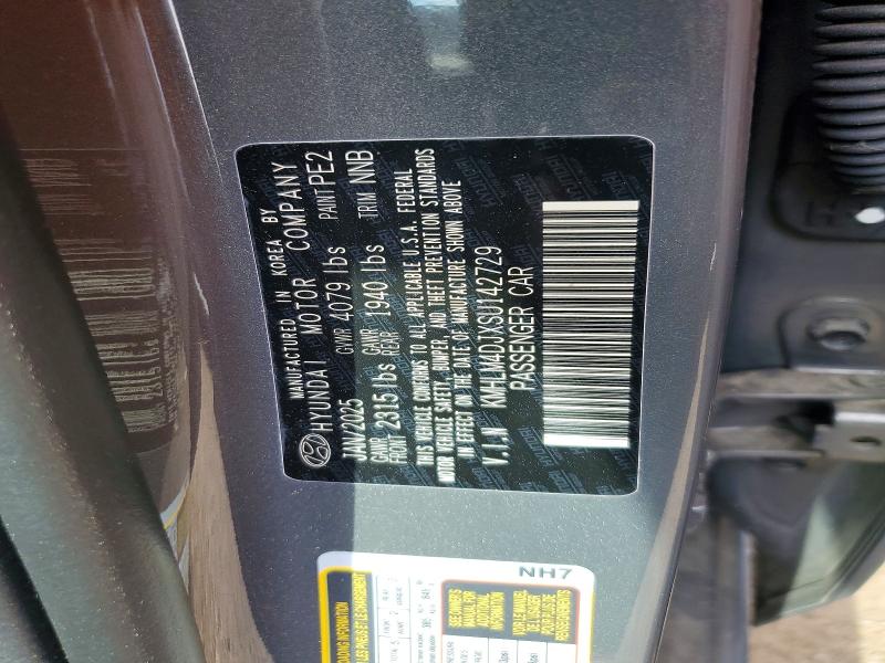 2025 Hyundai Elantra Hybrid მანქანა იყიდება აუქციონზე, vin: KMHLM4DJXSU142729, აუქციონის ნომერი: 50544456