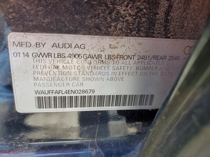 50128876 :رقم المزاد ، WAUFFAFL4EN028679 vin ، 2014 Audi A4 مزاد بيع