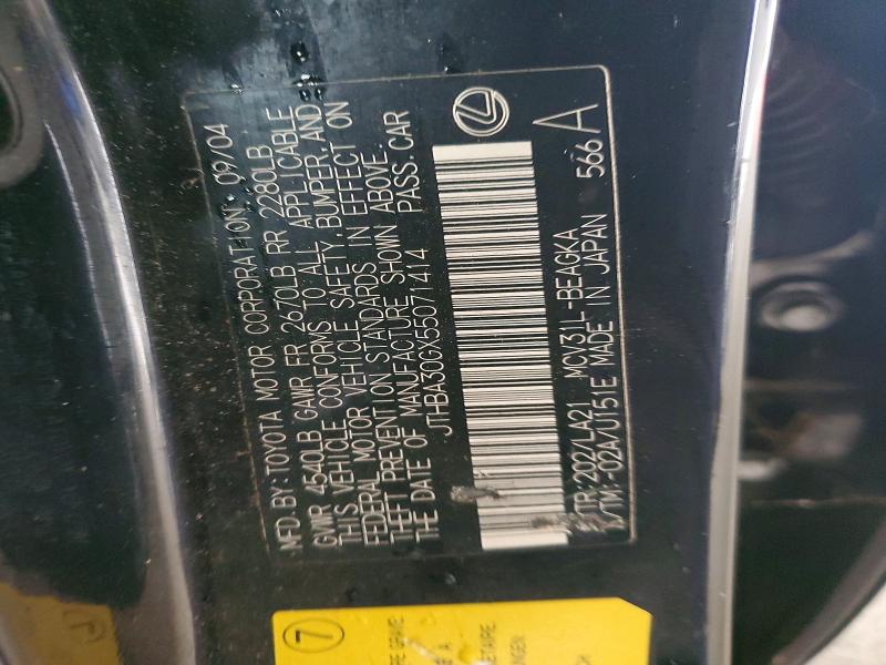 49447496 :رقم المزاد ، JTHBA30GX55071414 vin ، 2005 Lexus Es مزاد بيع