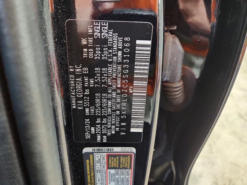 2025 Kia Sorento მანქანა იყიდება აუქციონზე, vin: 5XYRLDJC5SG331068, აუქციონის ნომერი: 49445346