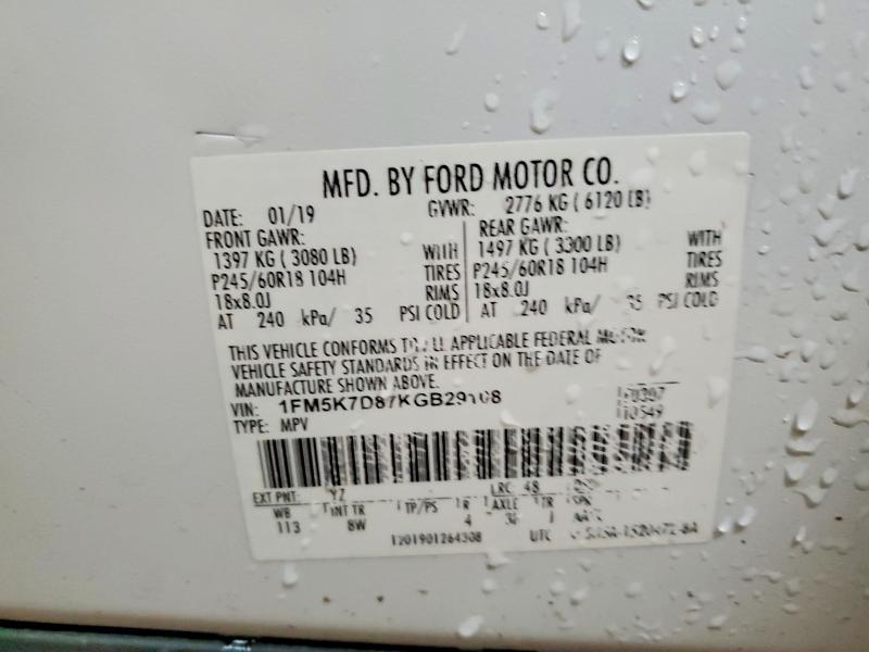 Продаж на аукціоні авто 2019 Ford Explorer, vin: 1FM5K7D87KGB29108, номер лоту: 48411606