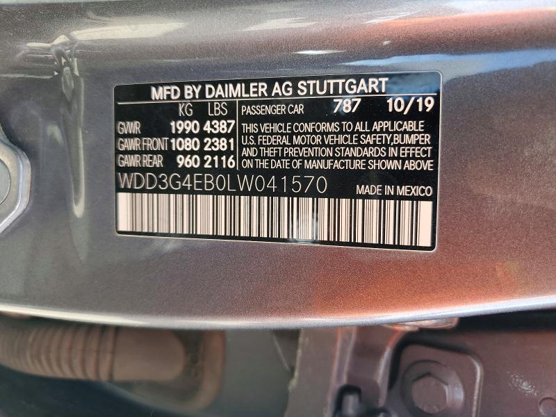 Aukcja sprzedaży 2020 Mercedes-benz A, vin: WDD3G4EB0LW041570, numer aukcji: 50432586