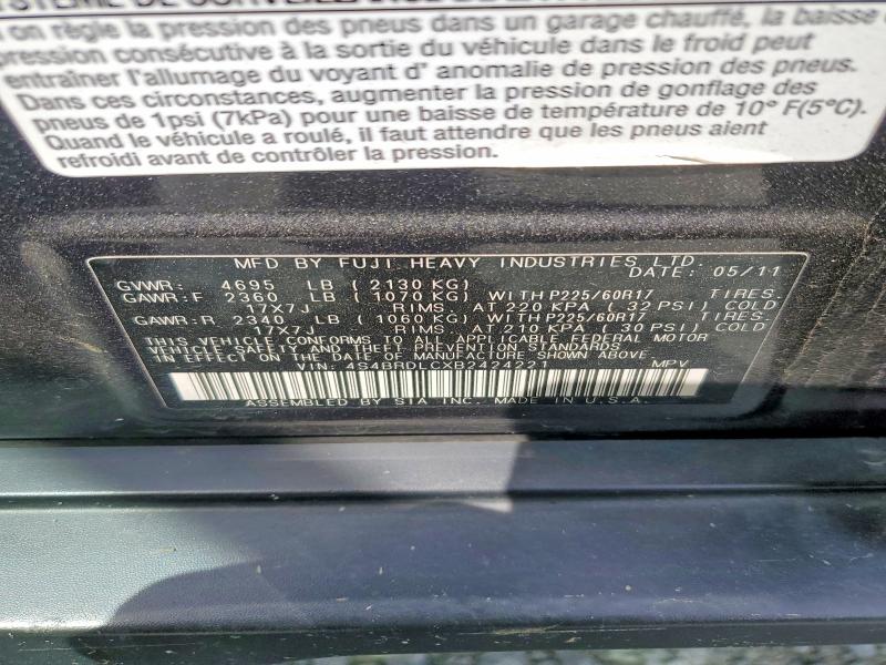 2011 Subaru Outback მანქანა იყიდება აუქციონზე, vin: 4S4BRDLCXB2424221, აუქციონის ნომერი: 49232296