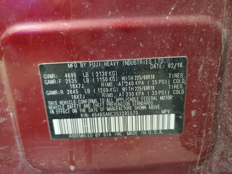 Aukcja sprzedaży 2016 Subaru Outback, vin: 4S4BSANC2G3295070, numer aukcji: 50643206