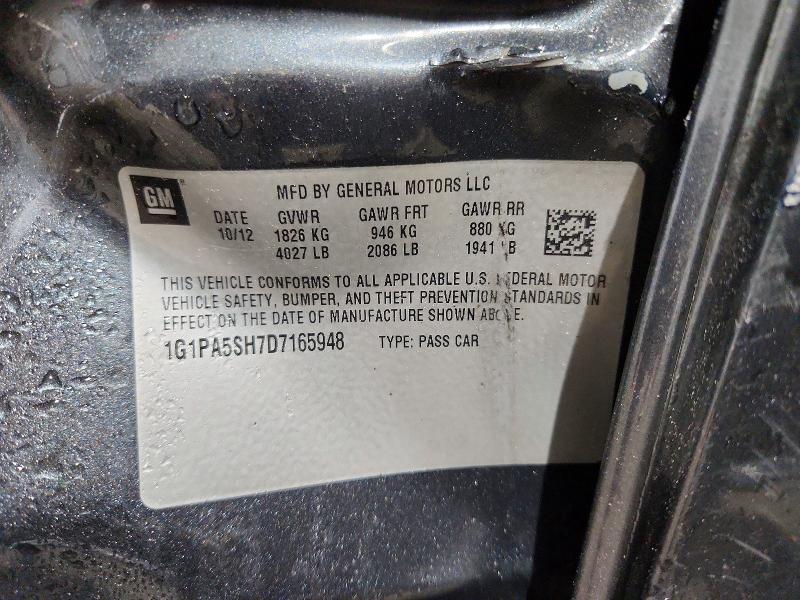 2013 Chevrolet Cruze მანქანა იყიდება აუქციონზე, vin: 1G1PA5SH7D7165948, აუქციონის ნომერი: 51148456