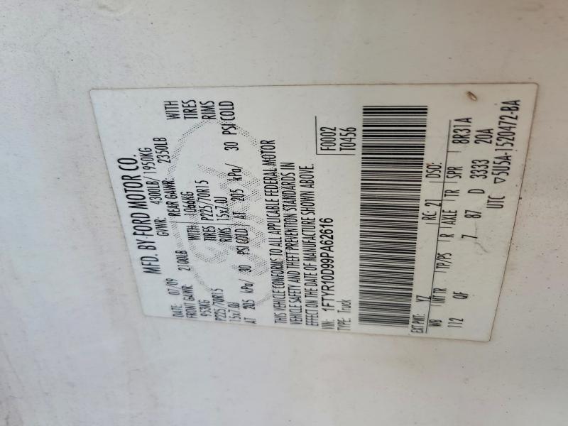 2009 Ford Ranger მანქანა იყიდება აუქციონზე, vin: 1FTYR10D99PA62616, აუქციონის ნომერი: 51069996