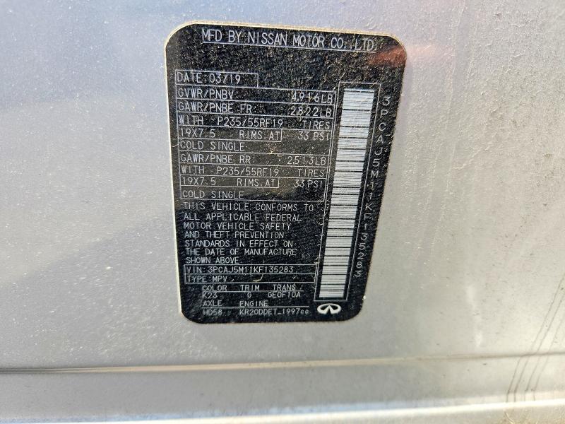 2019 Infiniti Qx50 მანქანა იყიდება აუქციონზე, vin: 3PCAJ5M11KF135283, აუქციონის ნომერი: 49438106