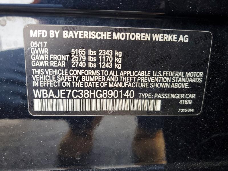 Продажа на аукционе авто 2017 Bmw 540, vin: WBAJE7C38HG890140, номер лота: 50654376