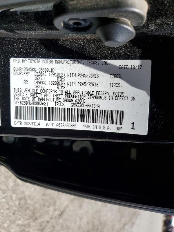 48851916 :رقم المزاد ، 5TFBZ5DN6HX003621 vin ، 2017 Toyota Tacoma مزاد بيع