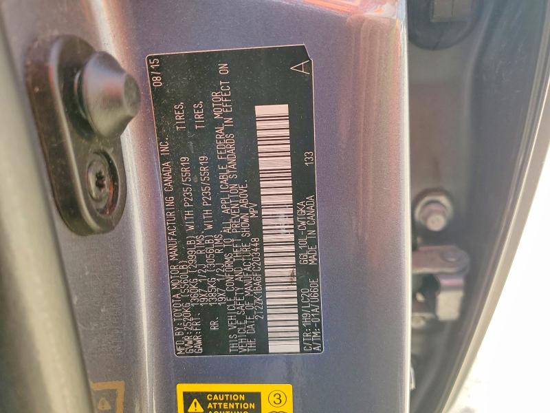 51301296 :رقم المزاد ، 2T2ZK1BA6FC203448 vin ، 2015 Lexus Rx مزاد بيع