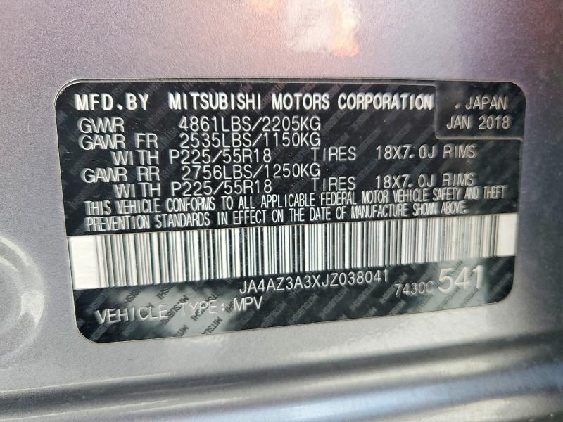 Продаж на аукціоні авто 2018 Mitsubishi Outlander, vin: JA4AZ3A3XJZ038041, номер лоту: 48784646