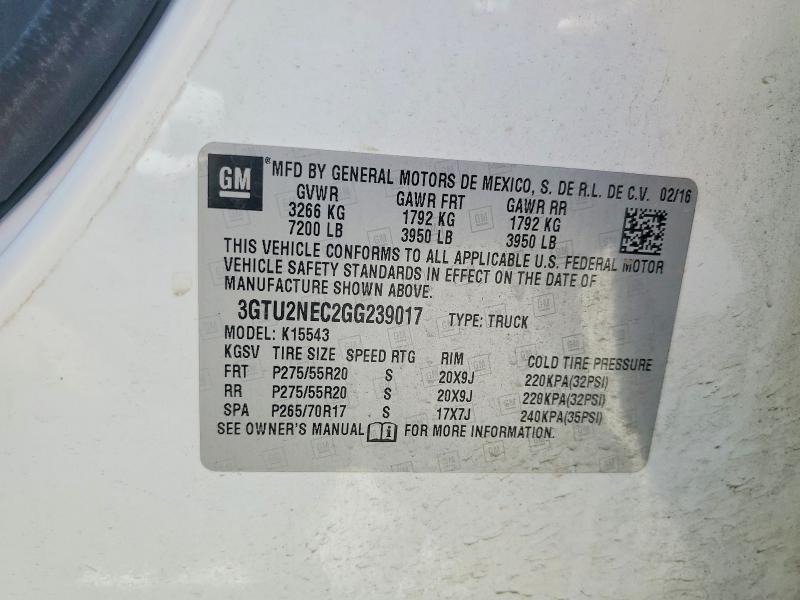 Продажа на аукционе авто 2016 Gmc Sierra, vin: 3GTU2NEC2GG239017, номер лота: 50272276