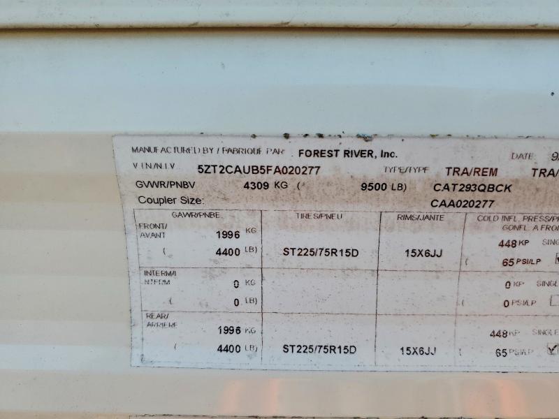 Продажа на аукционе авто 2015 Forest River Catalina, vin: 5ZT2CAUB5FA020277, номер лота: 50340226