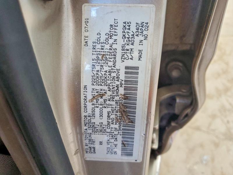2001 Toyota 4runner მანქანა იყიდება აუქციონზე, vin: JT3HN86R819060537, აუქციონის ნომერი: 50602836
