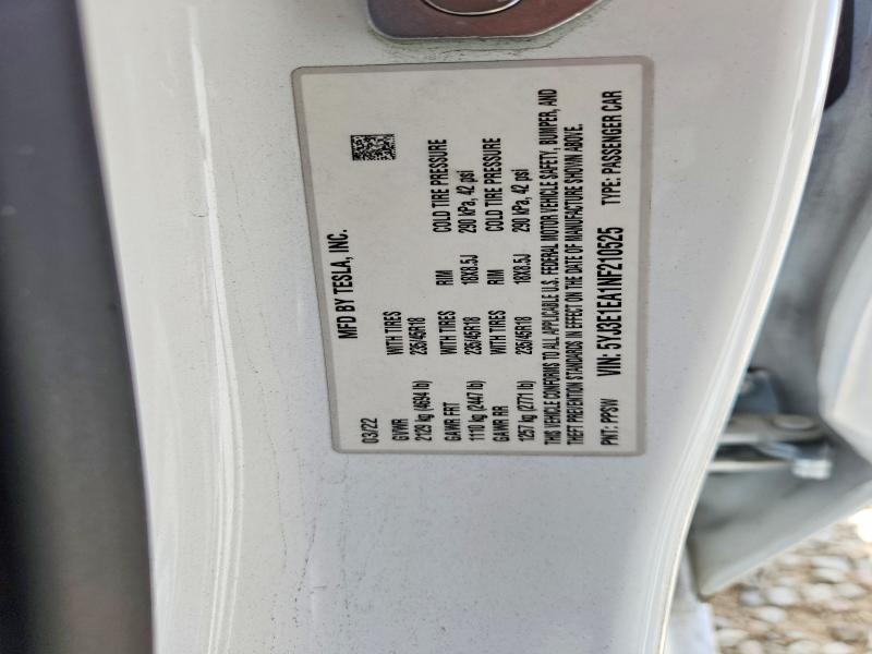 Продаж на аукціоні авто 2022 Tesla Model 3, vin: 5YJ3E1EA1NF210525, номер лоту: 50753186