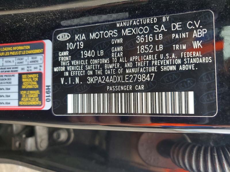 2020 Kia Rio მანქანა იყიდება აუქციონზე, vin: 3KPA24ADXLE279847, აუქციონის ნომერი: 48108566