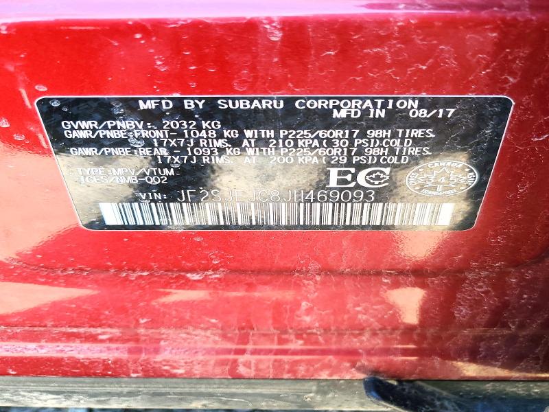 49210126 :رقم المزاد ، JF2SJEJC8JH469093 vin ، 2018 Subaru Forester مزاد بيع