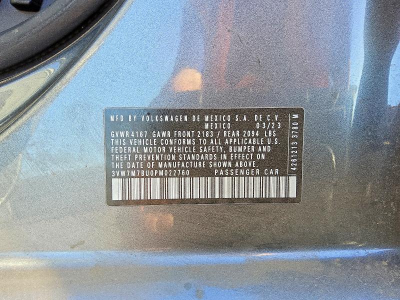 2023 Volkswagen Jetta მანქანა იყიდება აუქციონზე, vin: 3VW7M7BU0PM022760, აუქციონის ნომერი: 49726046