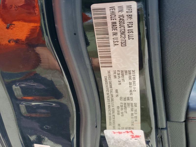 50969016 :رقم المزاد ، 1C4SDJCT2NC217323 vin ، 2022 Dodge Durango مزاد بيع