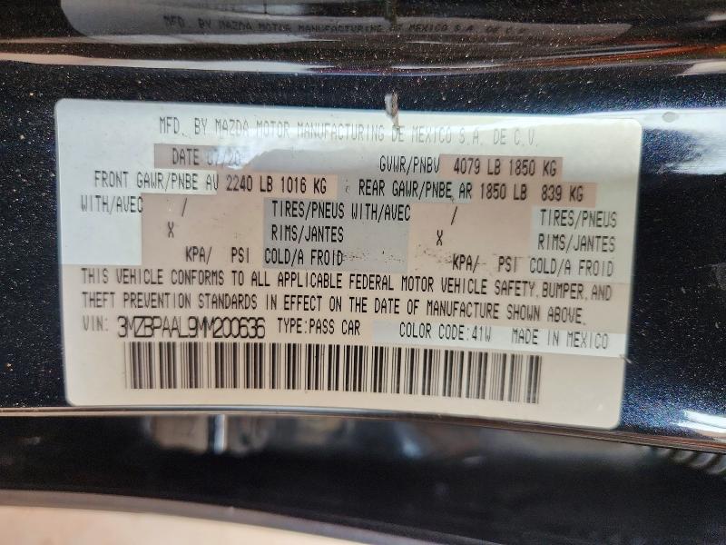 Продажа на аукционе авто 2021 Mazda 3, vin: 3MZBPAAL9MM200636, номер лота: 50150056