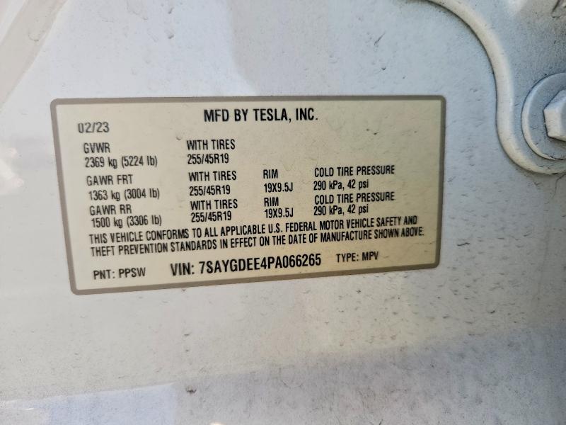 Aukcja sprzedaży 2023 Tesla Model Y, vin: 7SAYGDEE4PA066265, numer aukcji: 50577926