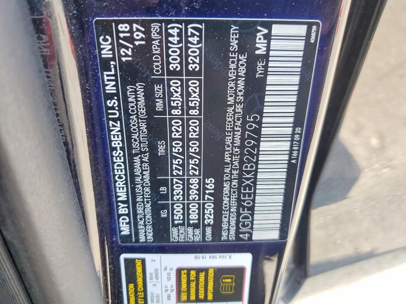50612896 :رقم المزاد ، 4JGDF6EEXKB229795 vin ، 2019 Mercedes-benz Gls مزاد بيع