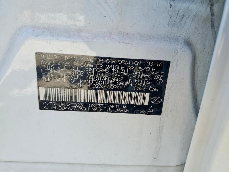 50425316 :رقم المزاد ، JTHCM1D23G5009483 vin ، 2016 Lexus Is مزاد بيع