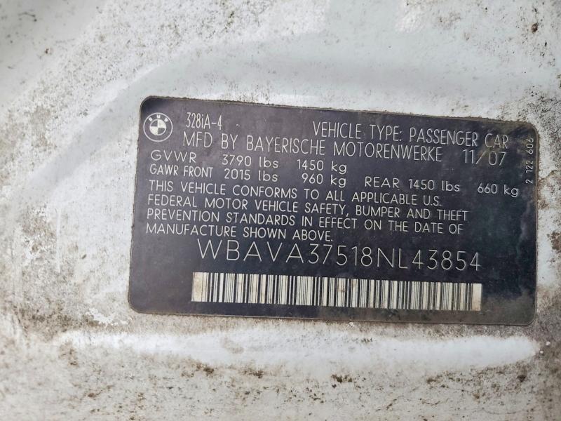 Продажа на аукционе авто 2008 Bmw 328, vin: WBAVA37518NL43854, номер лота: 51848176