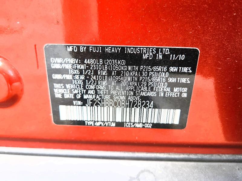 Продажа на аукционе авто 2011 Subaru Forester, vin: JF2SHBBC0BH728234, номер лота: 51408056
