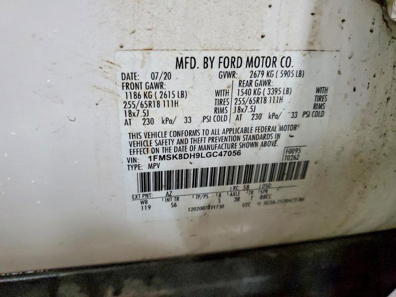 Продаж на аукціоні авто 2020 Ford Explorer, vin: 1FMSK8DH9LGC47056, номер лоту: 51360756
