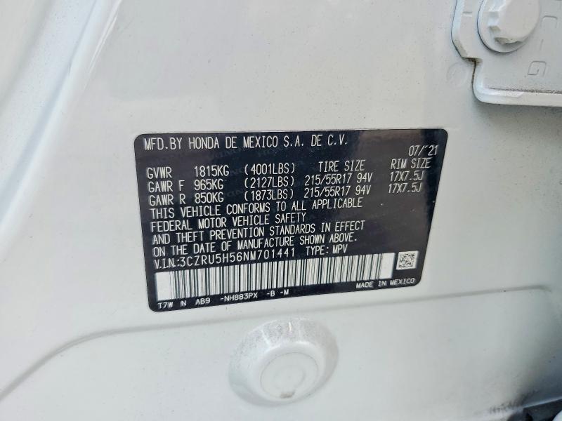 49994996 :رقم المزاد ، 3CZRU5H56NM701441 vin ، 2022 Honda Hr-v مزاد بيع