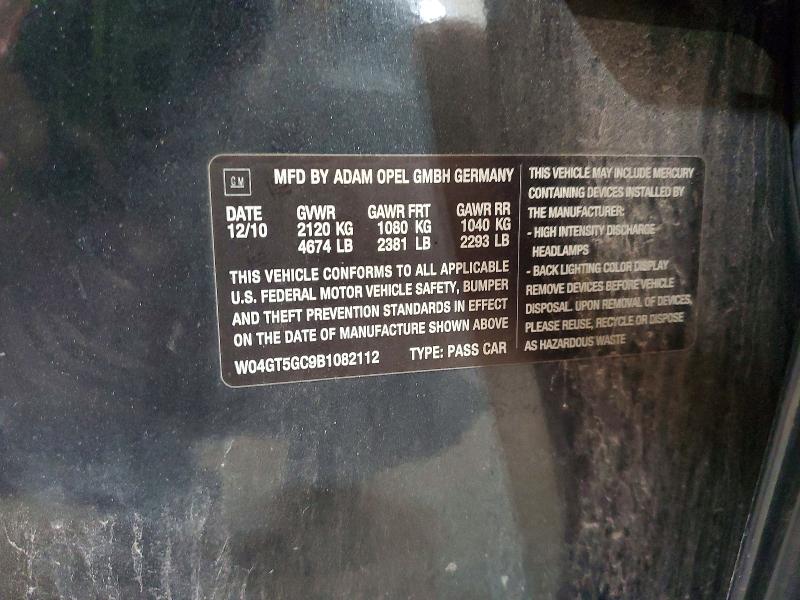 2011 Buick Regal მანქანა იყიდება აუქციონზე, vin: W04GT5GC9B1082112, აუქციონის ნომერი: 51117236