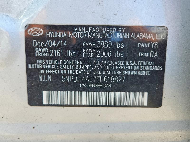Aukcja sprzedaży 2015 Hyundai Elantra, vin: 5NPDH4AE7FH618827, numer aukcji: 51641946