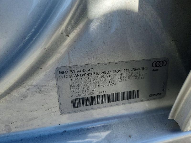 2013 Audi A4 მანქანა იყიდება აუქციონზე, vin: WAUBFAFL4DN029439, აუქციონის ნომერი: 48857376