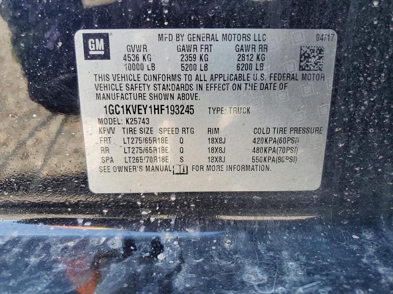Продажа на аукционе авто 2017 Chevrolet Silverado, vin: 1GC1KVEY1HF193245, номер лота: 49265976