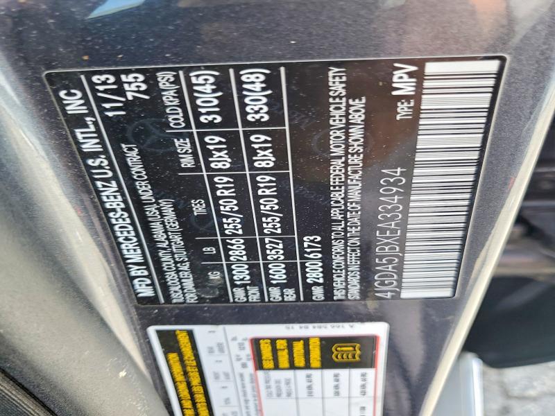 Aukcja sprzedaży 2014 Mercedes-benz Ml, vin: 4JGDA5JBXEA334934, numer aukcji: 50184556