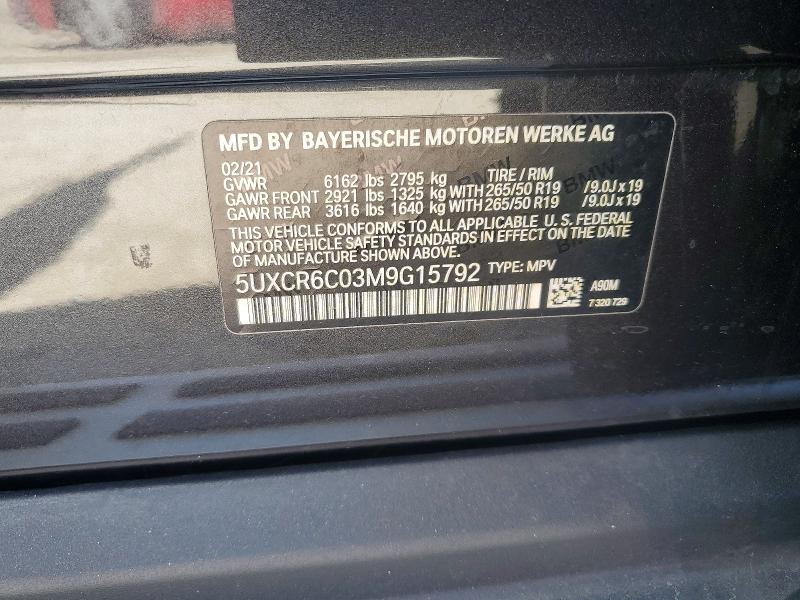 51264526 :رقم المزاد ، 5UXCR6C03M9G15792 vin ، 2021 Bmw X5 مزاد بيع