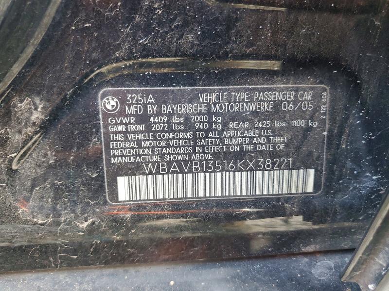 Продажа на аукционе авто 2006 Bmw 325, vin: WBAVB13516KX38221, номер лота: 48604666