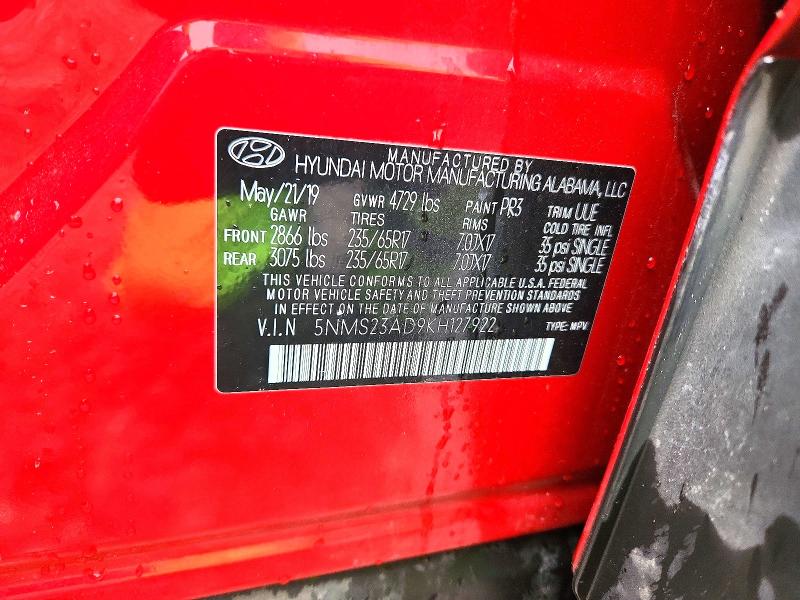Aukcja sprzedaży 2019 Hyundai Santa Fe, vin: 5NMS23AD9KH127922, numer aukcji: 51424316