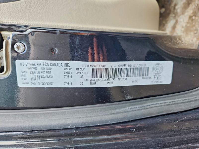 47254136 :رقم المزاد ، 2C4RDGBG1GR326081 vin ، 2016 Dodge Grand Caravan مزاد بيع
