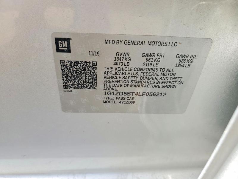 Продаж на аукціоні авто 2020 Chevrolet Malibu, vin: 1G1ZD5ST4LF056212, номер лоту: 49893156