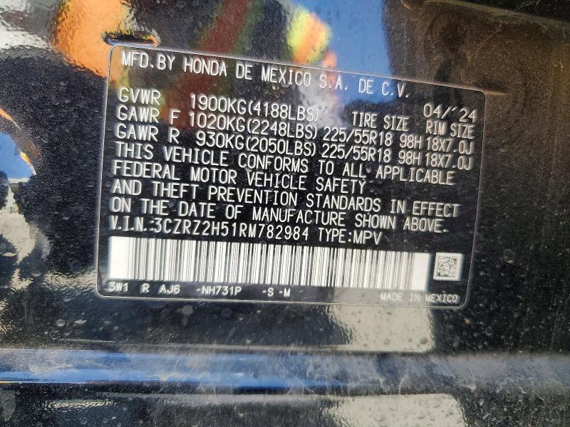 49513416 :رقم المزاد ، 3CZRZ2H51RM782984 vin ، 2024 Honda Hr-v مزاد بيع