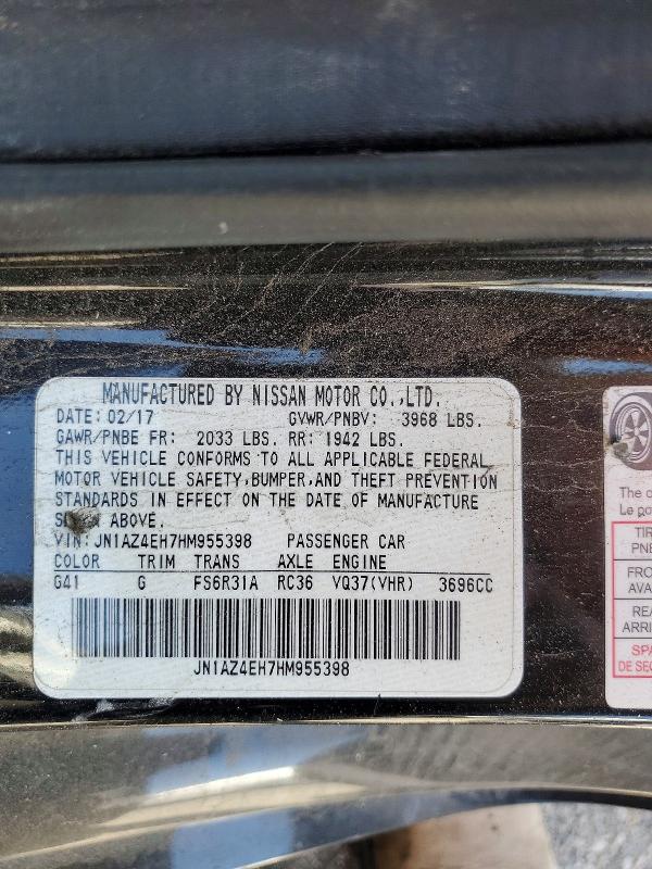 Aukcja sprzedaży 2017 Nissan 370z, vin: JN1AZ4EH7HM955398, numer aukcji: 49139616
