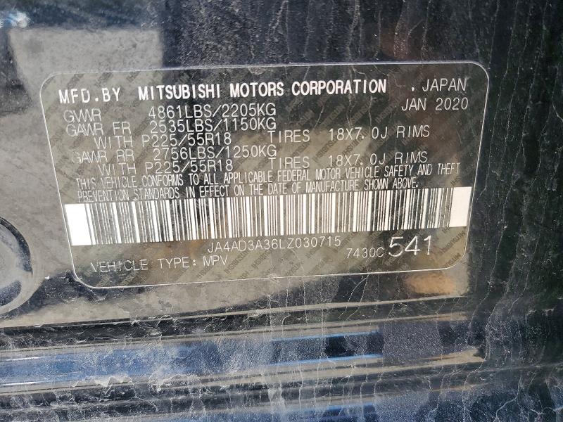 49634326 :رقم المزاد ، JA4AD3A36LZ030715 vin ، 2020 Mitsubishi Out مزاد بيع