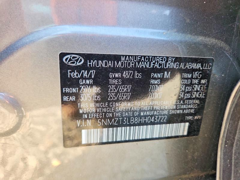 Aukcja sprzedaży 2017 Hyundai Santa Fe Sport, vin: 5NMZT3LB8HH043722, numer aukcji: 50838226
