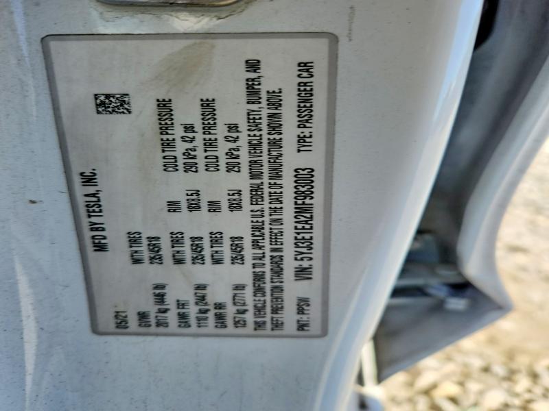 Aukcja sprzedaży 2021 Tesla Model 3, vin: 5YJ3E1EA2MF983003, numer aukcji: 49680816